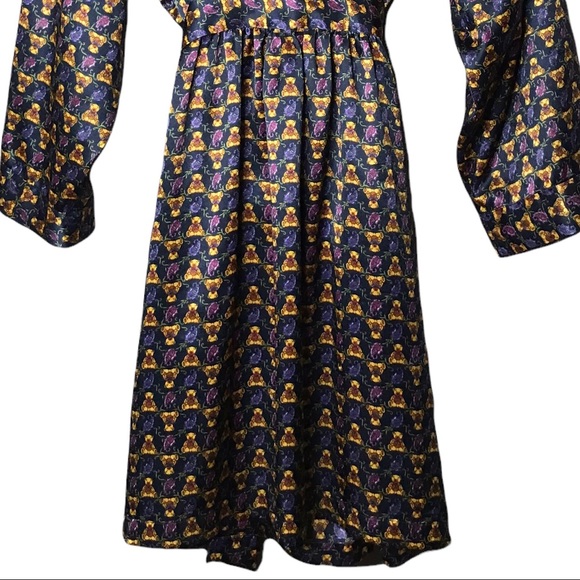 Versailles The Bay Vintage Satin Silky Bathrobe Robe Lingerie Lounge Teddy Bears - Picture 14 of 15